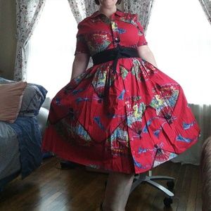 Trashy Diva Red Fans Virgina Shirtwaist Dress